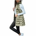 thumbnail image 6 of Htigea Women's Long Vest Puffer Sleeveless Jackets Lightweight Zip Up Collared Coats Fall Winter Casual Outerwear with Pocket Gray S, 6 of 9