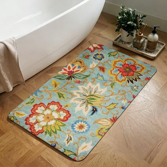 Lahome 2'x3' Collection Modern Floral Area Rug,2x3 Non-Slip Vintage Area Rug Accent Distressed Throw Rugs Floor Carpet for Living Room Bedrooms Decor, Paisley