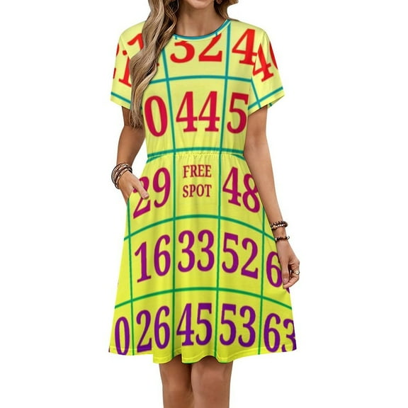 Best Play Bingo Dress Summer Street Style Dresses Female Short Sleeve Printed Sundress