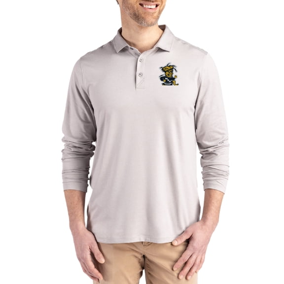 Men's Cutter & Buck Gray Wichita State Shockers Vault Coastline Epic Comfort Long-Sleeve Polo