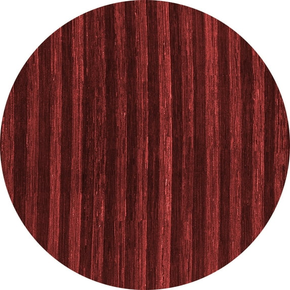 Ahgly Company Machine Washable Indoor Round Abstract Red Modern Area Rugs, 3' Round