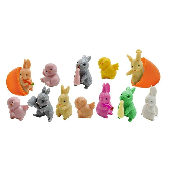 NSESSHome 12 Pcs Prefilled Easter Eggs Filled with Novelty Bunny Rabbit,Bright Colorful for Easter Basket Stuffers,Easter Party Favors and Hunt