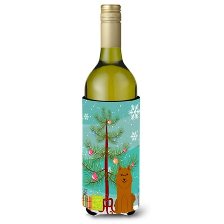 

Carolines Treasures BB4147LITERK Merry Christmas Tree Karelian Bear Dog Wine Bottle Beverge Insulator Hugger Wine