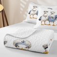 thumbnail image 4 of spefrowx Watercolor Sailor Seagull Twin Quilt Set for Girls Boys, Blue Stripe Bow Coastal Bird Twin Coverlet Set, 2 Pieces, 4 of 7