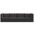 thumbnail image 2 of vidaXL 4 Piece Garden Lounge Set with Cushions Black Poly Rattan, 2 of 5