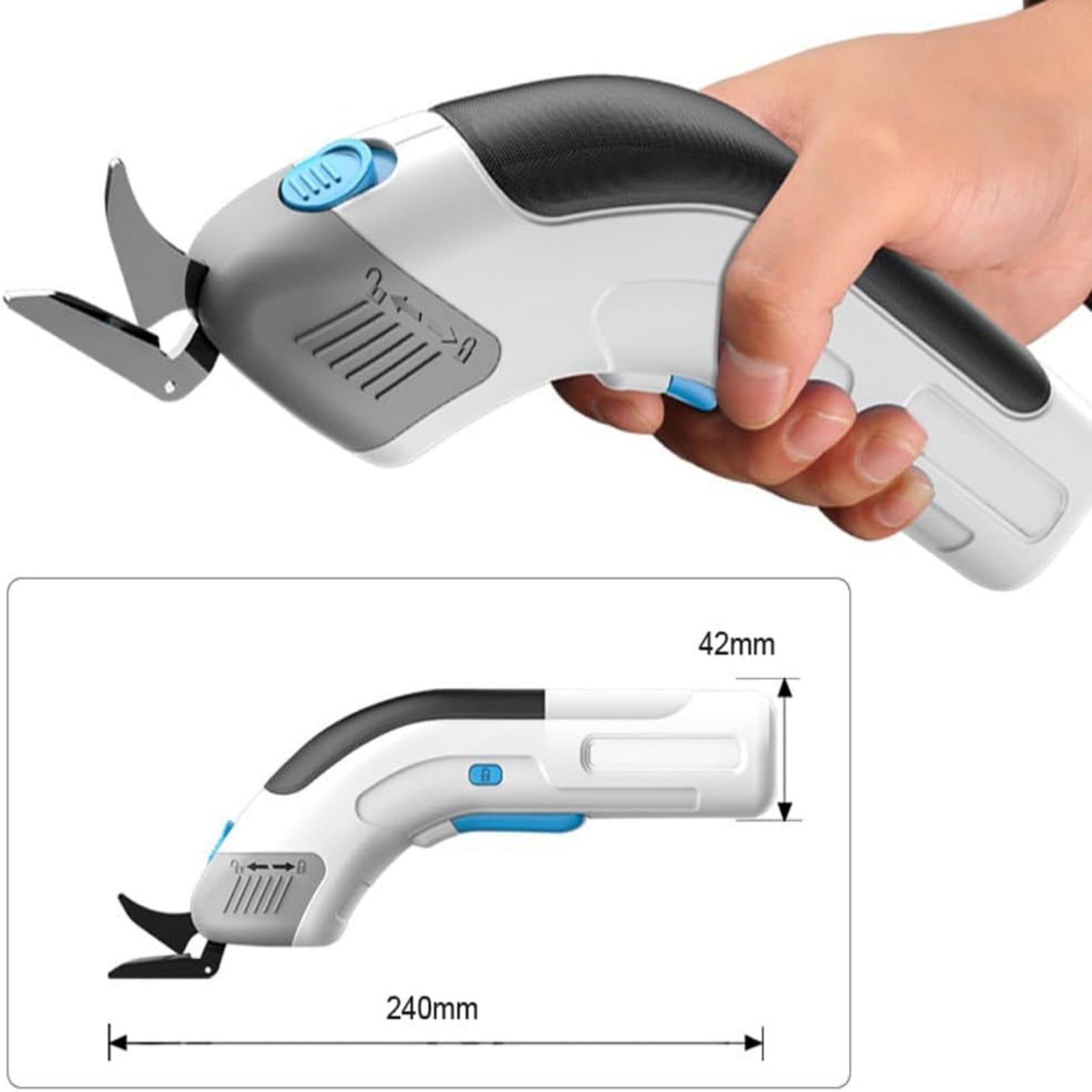 Electric Fabric Scissors,ODDPC Cordless Electric Scissors with 2 Type Blades, Rechargeable Powerful Shears Cutting Tool for Fabric Electric Box Cutter Leather Felt