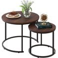 thumbnail image 1 of Coffee Table Nesting Set of Side Set Golden Frame Circular Round and Marble Pattern Wooden Tables Living Room Bedroom Apartment Modern Industrial Simple Nightstand, 1 of 10