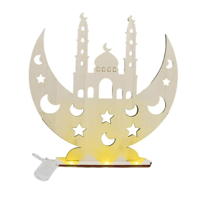 Lámpara de mesa de madera decorativa Eid Mubarak para decoración de fiestas de bodas, duradera Estilo A