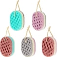 thumbnail image 1 of 5 Pieces Soft Bath Sponge Gentle Soothing Body Sponge Natural Fiber Exfoliating Shower Sponge for Women Men Kids, Random Color, Oval Shape, 1 of 5