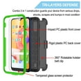 thumbnail image 4 of Samsung Galaxy A01 Case Clip Belt Holster,Takfox Shockproof Swivel Defender Heavy Duty Armor Protective Case & 2 Pcs Tempered Glass Screen Protector w/ Kickstand Rugged Cover For Galaxy A01 2020,Green, 4 of 7
