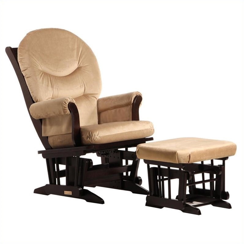 Dutailier Light Brown Microfiber Glider Chair Ottoman Set