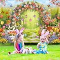 thumbnail image 3 of Spring Easter Backdrop Enchanted Garden Colorful Eggs Bunny Photography Background Floral Arch Rabbit Baby Shower Birthday Party Decorations Banner Photo Props, 3 of 7