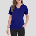 thumbnail image 4 of Womens Scrub Tops Summer Casual Solid Color Short Sleeve V Neck Nurse Uniform Work Blouse Loose Workout Pullover Shirt 2025 S Polyester, 4 of 4
