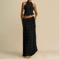 thumbnail image 2 of NMMUED 2 Piece Skirt Sets for Women Maxi Skirt Set Smocked Skirt Set Long Skirt Set Crop Top and Skirt Sets Women, Black L, 2 of 7
