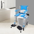 thumbnail image 4 of Rolling Shower Wheelchair Commode Chair for Elderly Seniors Disabled Height Adjustable Folding Portable Toilet Seat with Bathtub Use Safety Armrests Wheels,Load 200kg/440.92lbs, 4 of 14