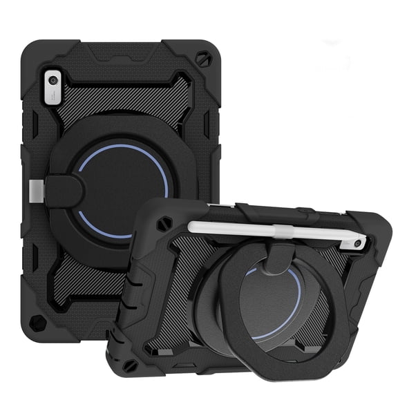 SaniMore for Lenovo Tab M9 Case 9 inch 2023 Tablet, 3 Layers Protection Cover for Lenovo Tab M9 Tablet with Rotating Stand Handle, Shoulder Strap Pen Holder Armor Silicone Case, Black