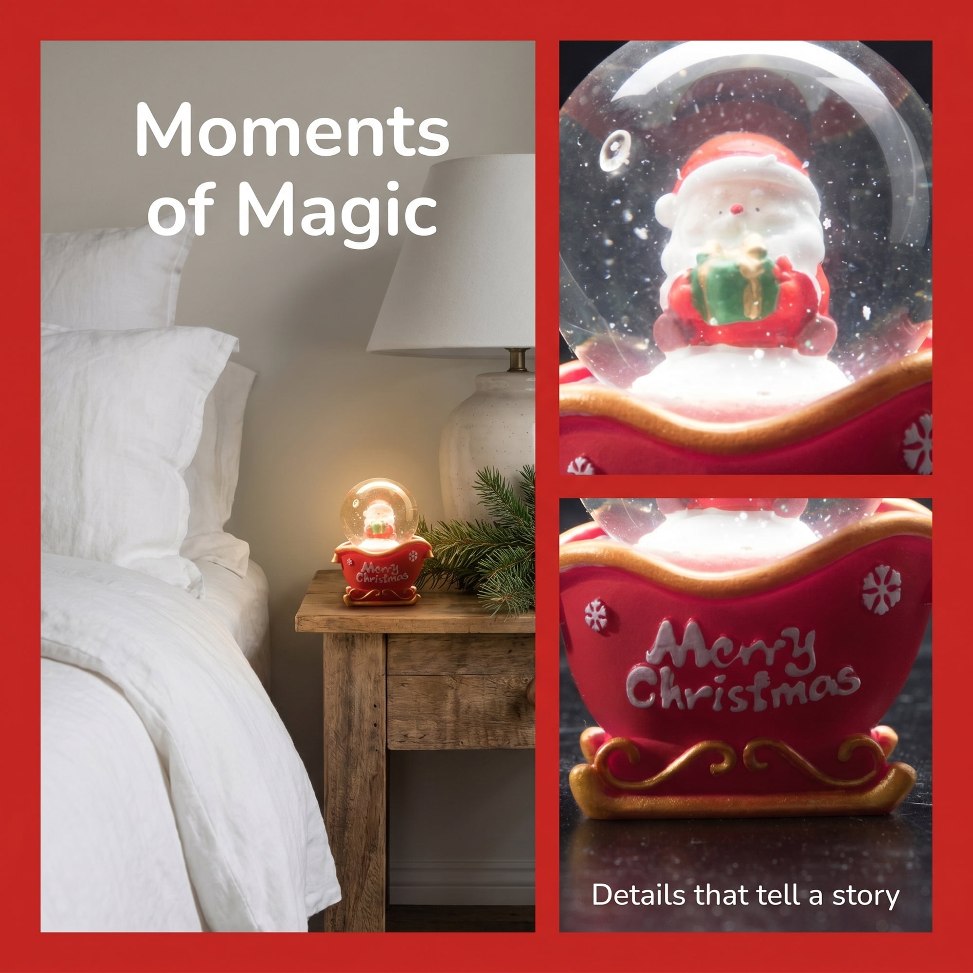 Unique Bargains Light Up Crystal Ball LED Glitter Snow Globe Red R 1.8" x 1.8" x 2.7"