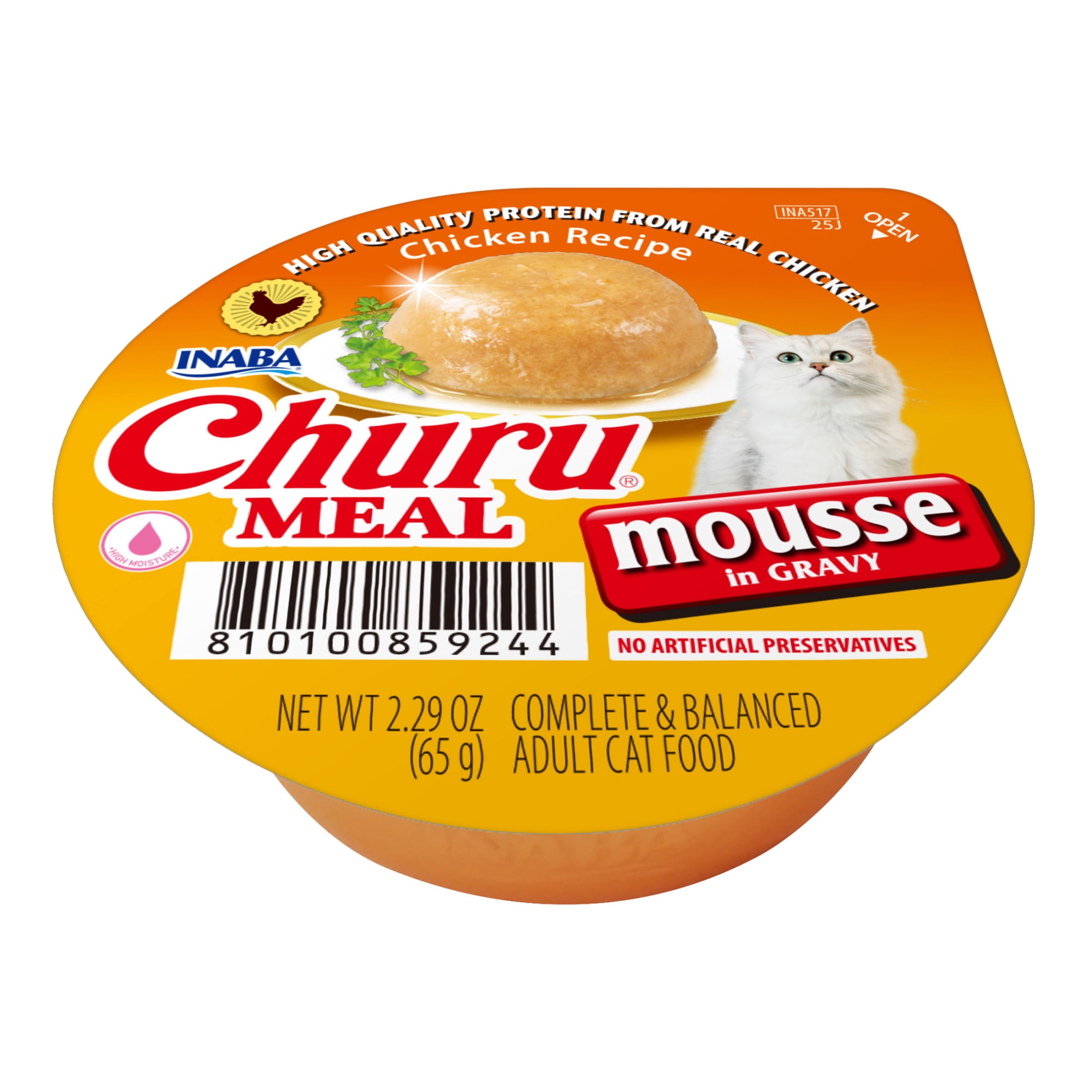 (12 pack) INABA Churu Meal Mousse Adult Wet Cat Food, 2.29 oz cup, 1-count, Chicken Recipe