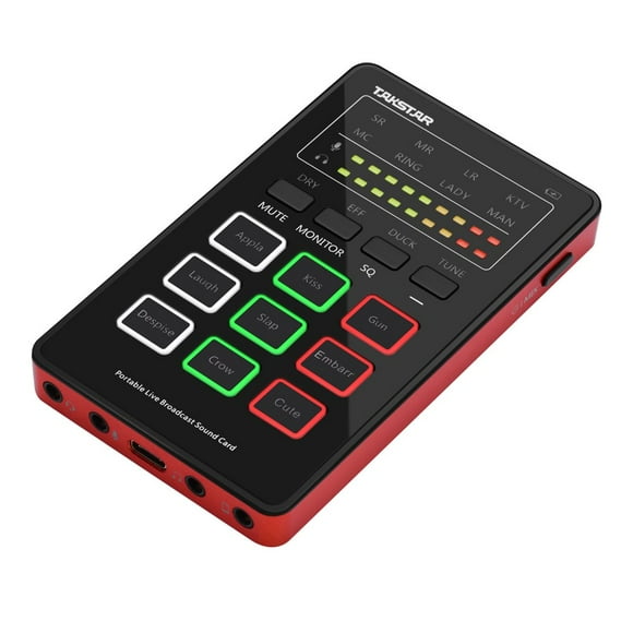 MX1 mini Sound Card Voice Changer Portable Audio Mixing board BT Connection Type-C Interface with Multiple Sound Effects Built-in Rechargeable Battery for Live Broadcast Karaoke Recording