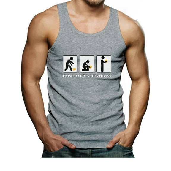 Tstars - How To Pick Up Chicks Funny Men's Tank Top XX-Large Gray