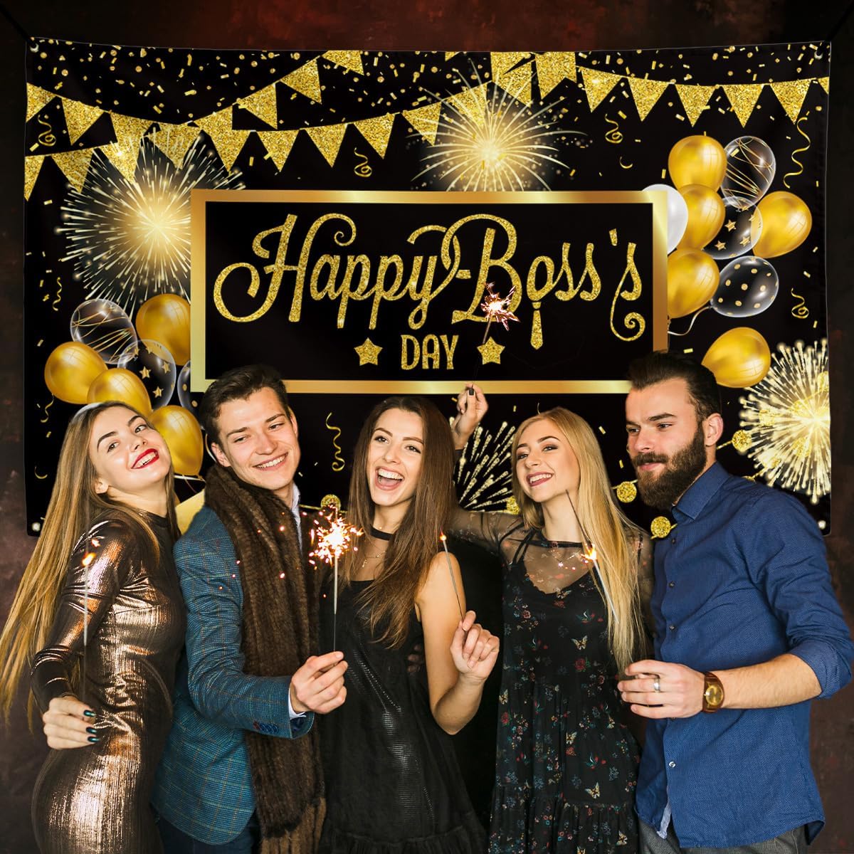 Happy Boss's Day Hintergrund-Banner (208,3 X 150 Cm) – Fotohintergrund Für Bürofeiern & Danksagungen | Aus Vinyl, Einfach Aufzuhängen