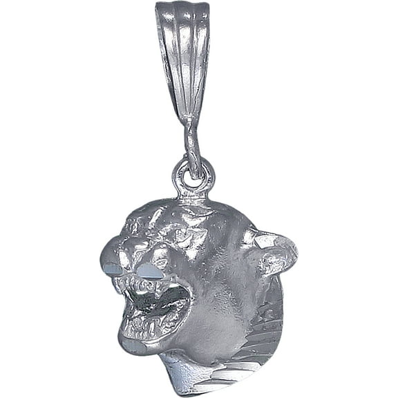 Sterling Silver Panther Charm Pendant Necklace with Diamond Cut Finish and 24 Inch Figaro Chain