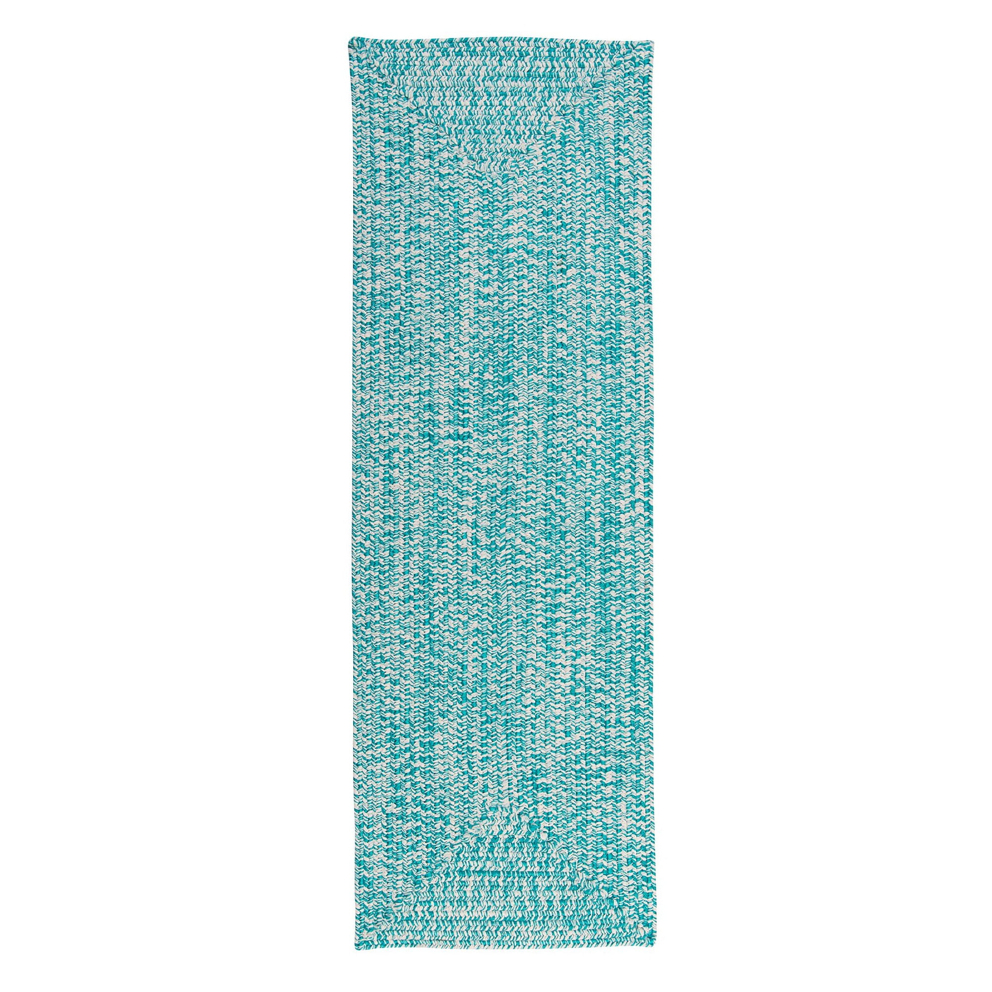 2' x 8' Aqua Blue and White Rectangular Braided Runner Rug Walmart