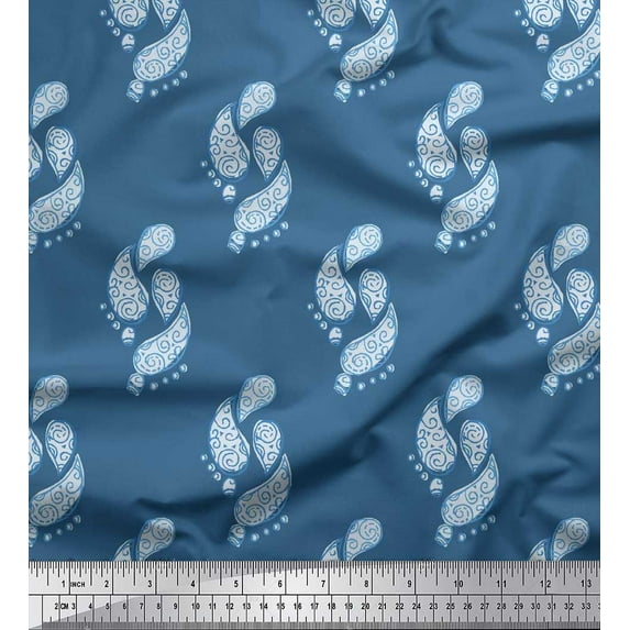 Soimoi Cotton Voile Fabric Paisley Block Decor Fabric Printed Yard 42 Inch Wide