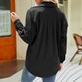 thumbnail image 4 of HAiming Corduroy Shirts for Women Solid Long Sleeve V-Neck Button down Cardigan Blouse Casual Loose Dressy Tops, 4 of 4