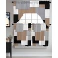 thumbnail image 3 of Modern Art Swag Valance and Tier Curtains 24'' Length Set, Geometric Abstract Black White Brown Light Filtering Kitchen Curtains, Tier Curtain Valances for Bathroom/Living Room/Bedroom/Café, 3 of 6