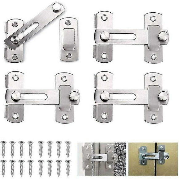 Heavy Duty Hasp Latch Sliding Door Bolt Flip Latch Security Latch Bolt Door Slide Bolt With Screws Stainless Steel Door Bolt 4 Pieces