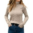 thumbnail image 2 of Womens' Turtle-Neck Long Sleeve Cable Knit Sweaters Apricot XL, 2 of 5