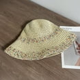 thumbnail image 4 of Sombrero de paja tejido de ala ancha de color transpirable con protección solar hueca de verano de 56-58 cm de circunferencia para mujer, 4 of 6