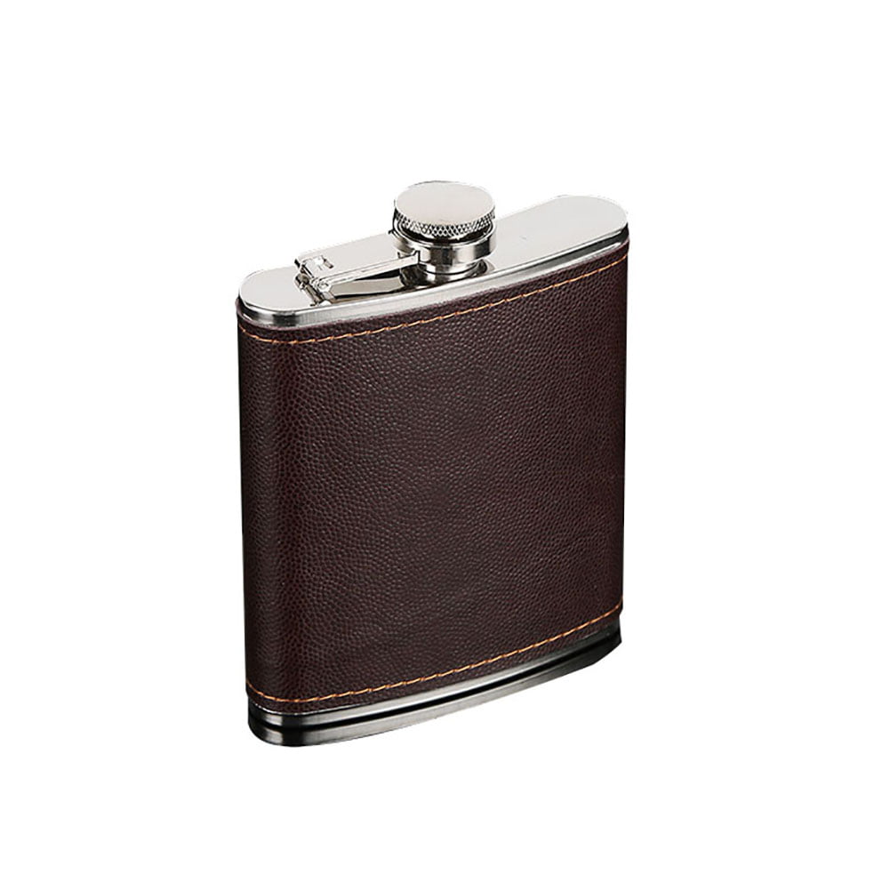 US Stock 9OZ Black Woven Leather Wrap Stainless Steel Hip Flask Sets Men Gift 