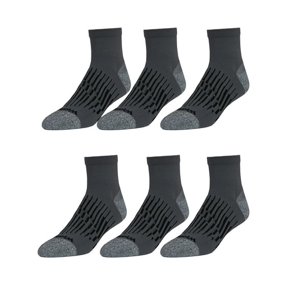 Wrangler Peak Light Compression Ankle Socks for Men, Size 6-12, Gray, 6 Pairs