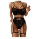 thumbnail image 5 of Conjunto de tres piezas de ropa interior sexy con encaje y anillo para las piernas estilo europeo y americano para discoteca navideña, 5 of 5