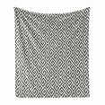 thumbnail image 1 of Modern Soft Flannel Fleece Throw Blanket, Geometrical Detailed with Maze Like Shapes Artwork Print, Cozy Plush for Indoor and Outdoor Use, 50" x 70", White and Army Green, by Ambesonne, 1 of 6