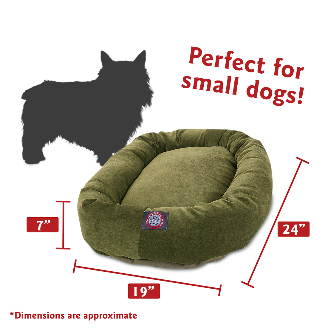 Majestic Pet Villa Velvet Bagel Dog Bed, Fern photo 3