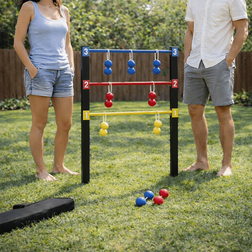 Bolaball Wooden Ladder Toss Game – Outdoor Ladder Ball Set for Backyard, Beach & Tailgating | Durable Wooden Frame | Soft Rubber Bolas | Carrying Case Included | Easy Assembly Family Yard Game