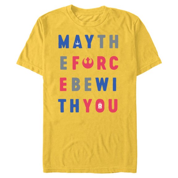 Star Wars May The Force Be With You Americana - Short Sleeve Blended T-Shirt for Adults - Customized-Yellow