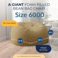 thumbnail image 3 of Ultimate Sack 6000 6-Foot Bean Bag Chair Oversized Foam Lounger, Camel Suede Cover, 3 of 8