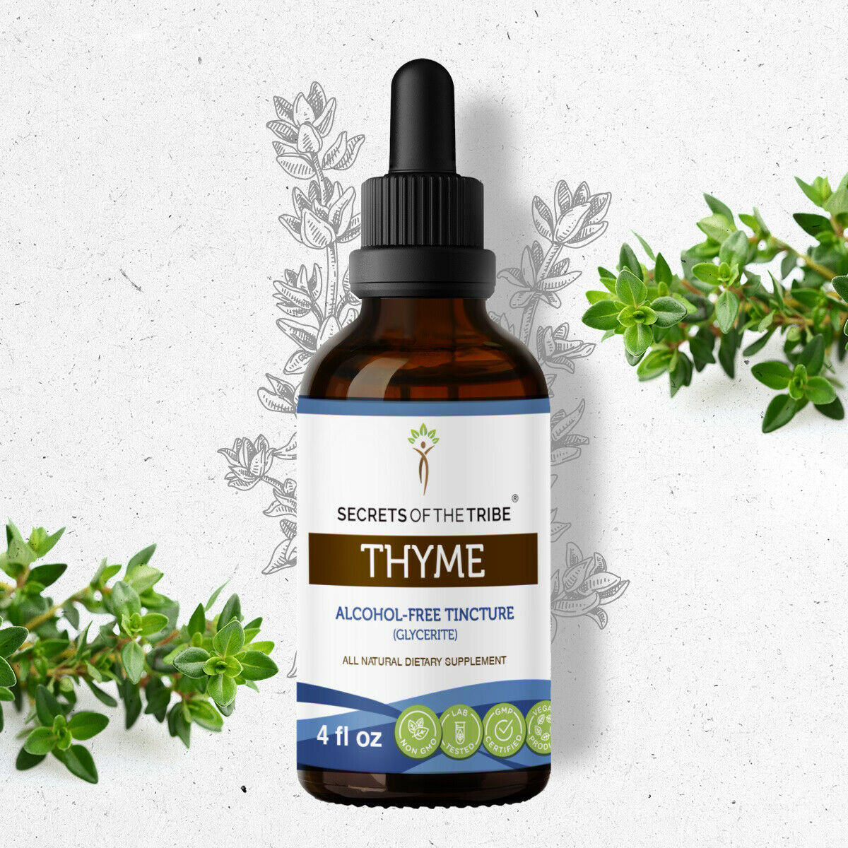 Thyme Tincture AlcoholFREE Extract, Organic Thymus Vulgaris Toni