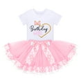 thumbnail image 3 of IBTOM CASTLE Toddler Girls Birthday Outfit Polka Dots Tops Tutu Skirt Mouse Ears Headband for Cake Smash Photo Shoot 3 Years Pink - Love Heart, 3 of 8
