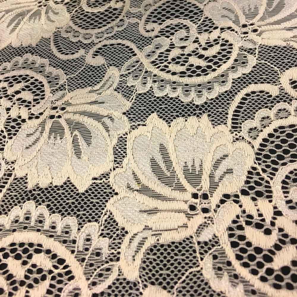 SALE Stretch Re-Embroidered Lace Fabric 5836 Black, by the yard