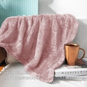 Exclusivo Mezcla Plush Fuzzy Large Fleece Throw Blanket (50 x 70, Dusty Pink)- Soft, Warm and Lightweight