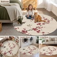 thumbnail image 5 of Spring Cherry Flowers Round Area Rug 8Ft Washable Large Circle Rugs for Living Room Dorm, Retro Country Floral Birds Plants Beige Non-Slip Carpet Floor Mats Indoor Outdoor Carpet Runner Home Decor, 5 of 8