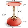 thumbnail image 2 of Round Side Table, Small Red End Table with Metal Pedestal, Modern Martini Table for Small Space Living Room, Bedroom, Easy Assembly 15" x 21.6" Drink Table, 2 of 14