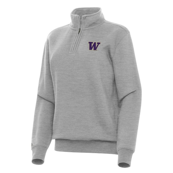 Women's Antigua Heather Gray Washington Huskies Victory Quarter-Zip Sweatshirt