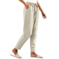 thumbnail image 4 of Tnhcen Women's Casual Linen Cotton Pants with Drawstring Waist - Relaxed Fit Straight Leg Basic Pants S-2XL Pre-Washed Breathable Trousers for Daily Wear, 4 of 7