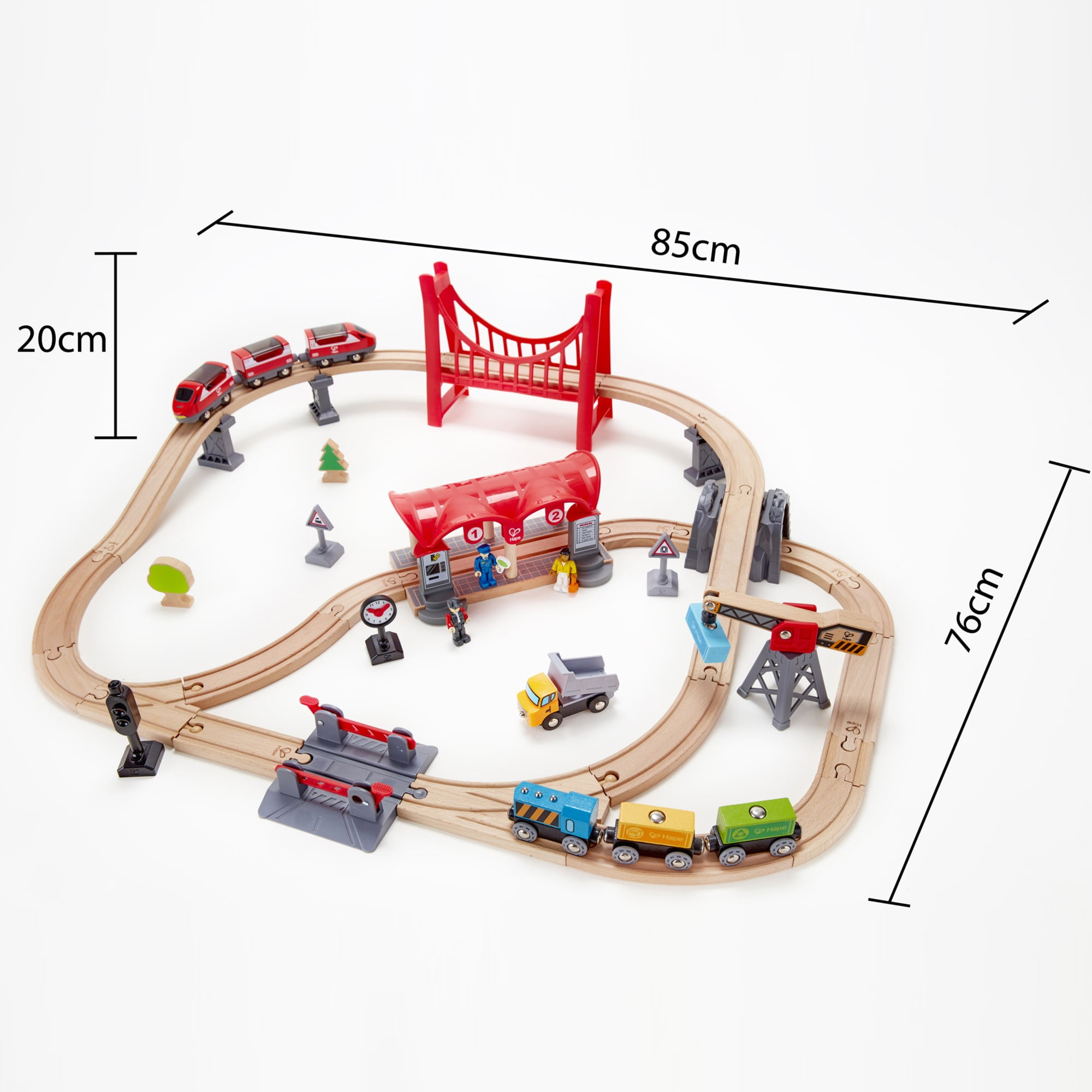 Hape Wooden Toy Accessories: Busy City Railroad Tracks 51 Piece